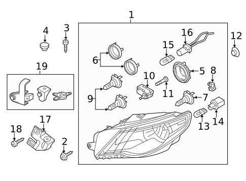 Headlamp Components for 2010 Volkswagen CC #1