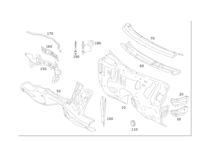 2216200008 - Cowl, Front Panel: Firewall for Mercedes-Benz: 250, 300S, CL550, CL600, CL63 AMG, CL65 AMG, S350, S400, S500, S550, S600, S63 AMG Image image