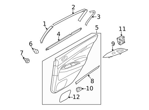 Interior Trim - Rear Door for 2015 INFINITI Q40 #0