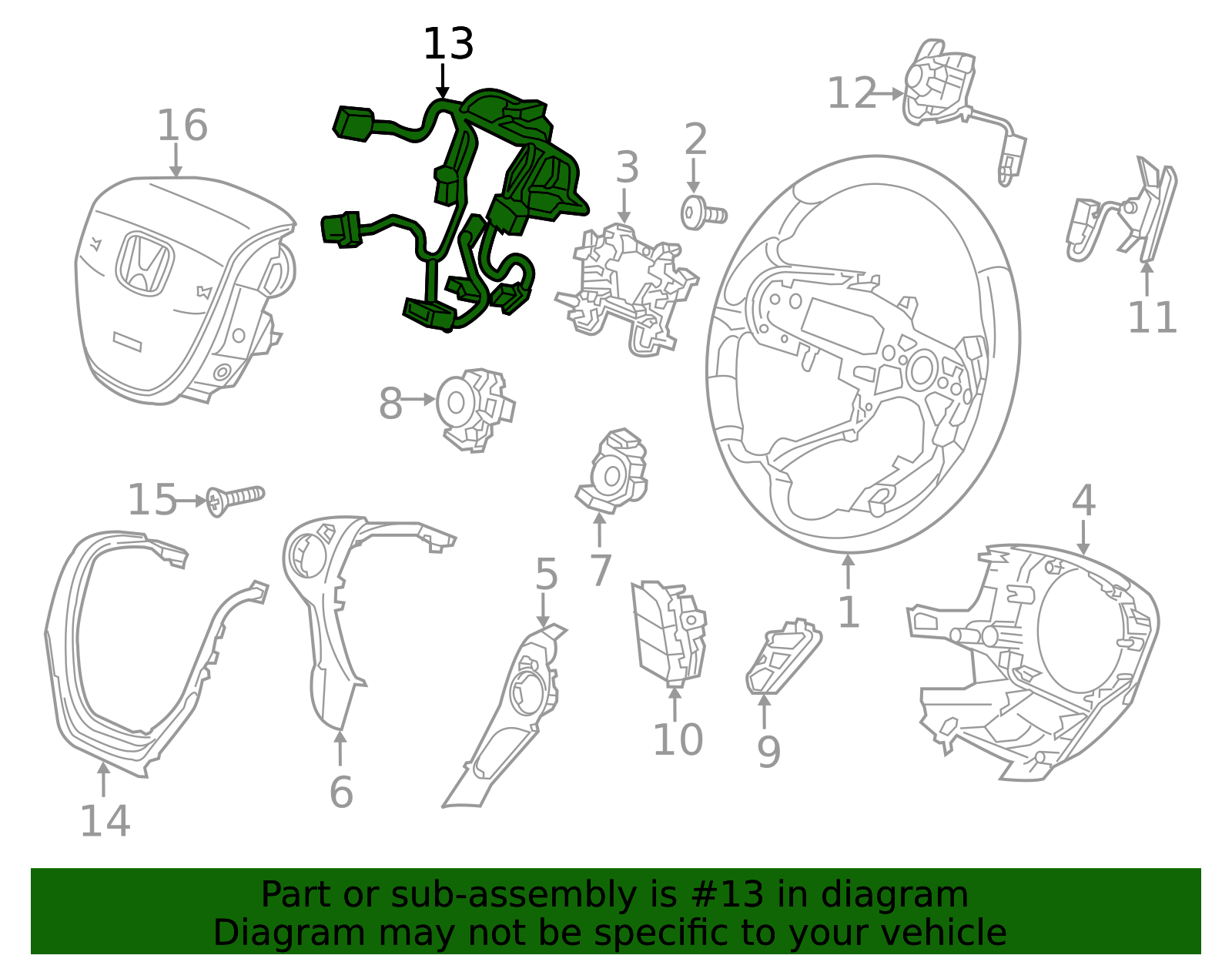 77901 77901-TG7-A30 - Steering Wheel Wiring Harness 2016-2023 Honda | Honda ...