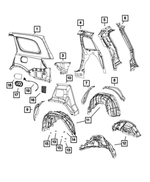 68214166AD - Body Sheet Metal Except Doors: Body Side Aperture Outer Panel, Right for Jeep: Grand Cherokee, Grand Cherokee WK Image