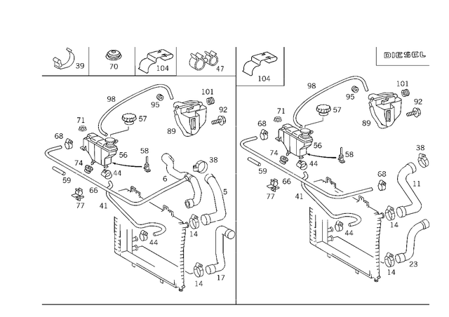69974390 - Radiator: Hose Clamp for Mercedes-Benz: 190, 190E, 200, 200D, 220, 230, 250C, 260E, 280, 280C, 280CE, 280E, 280S, 280SE, 280SEL, 300CE, 300D, 300E, 300SE, 300SEL, 300SL, 300TD, 300TE, 350SL, 380SE, 380SEC, 380SEL, 380SL, 380SLC, 400E, 450SE, 450SEL, 450SL, 450SLC, 500E, 500SL, 560SEC, 560SEL, 560SL, 600SL, C220, C230, C280, CLK430, E420, E430, ML320, ML430, ML55 AMG, SL320 Image image