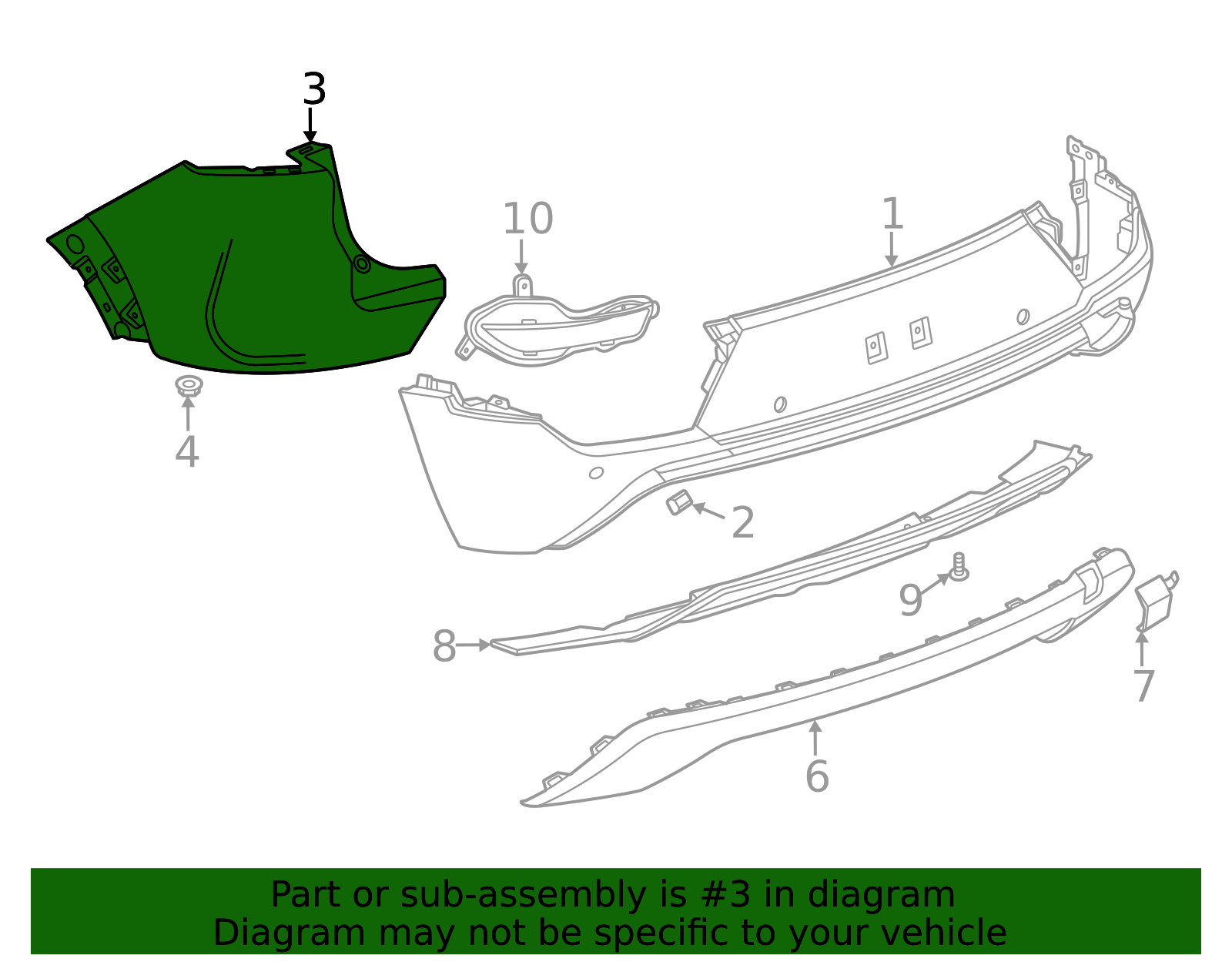 2021-2026 Chevrolet Trailblazer Rear Passenger Side Upper Bumper Cover ...