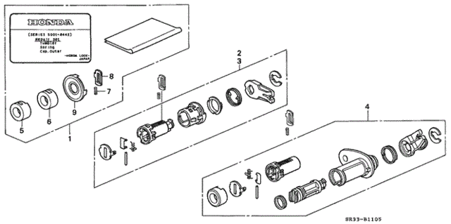 Key Cylinder Kit for 1995 Honda Civic #0
