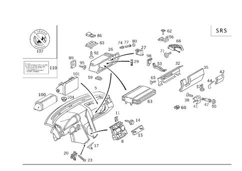 Instrument Panel and Glove Box with Passenger Air Bag for 1994 Mercedes-Benz C280 #0