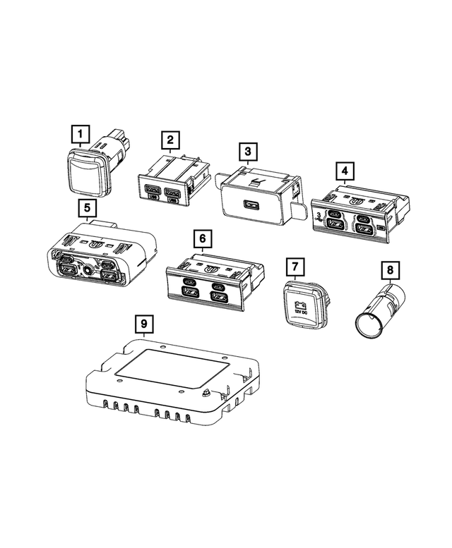 68493753AB - Electrical: Media Hub Usb Port for Mopar Image