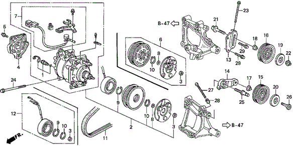 A/C Compressor (Sanden) ('94 S,SI,VTEC) for 1994 Honda Civic del Sol #0