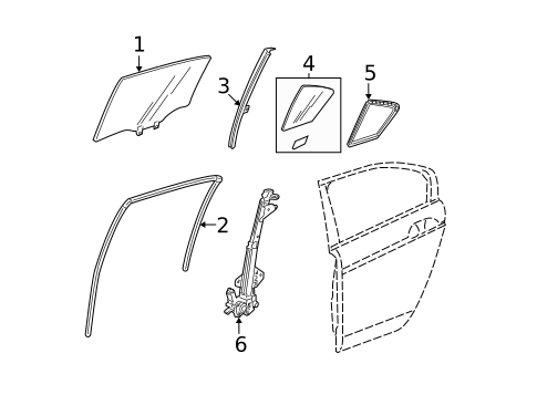 Glass - Rear Door for 2010 Honda Accord #0