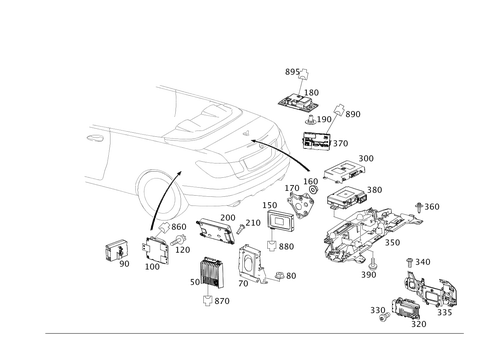 Control Modules and Relays in Load Compartment for 2016 Mercedes-Benz E550 #0