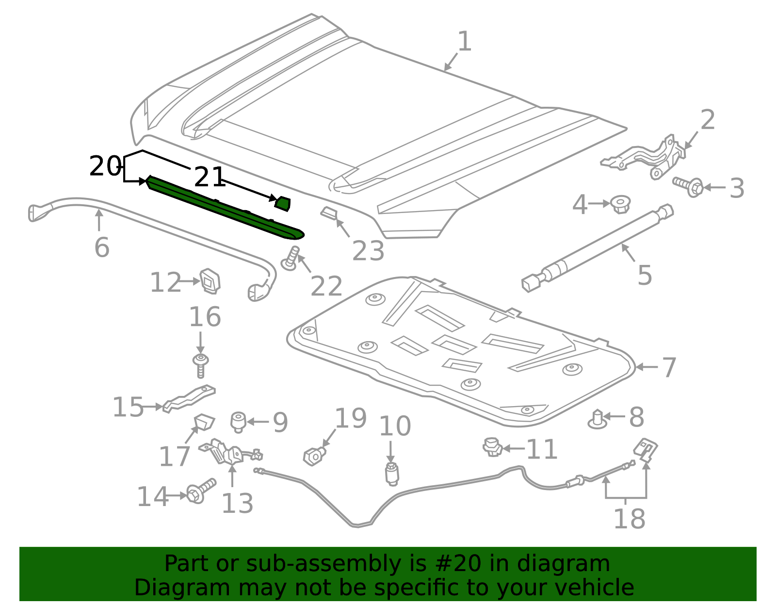 2019-2021 GMC Sierra Front Hood Molding – Genuine GM OEM 84212543