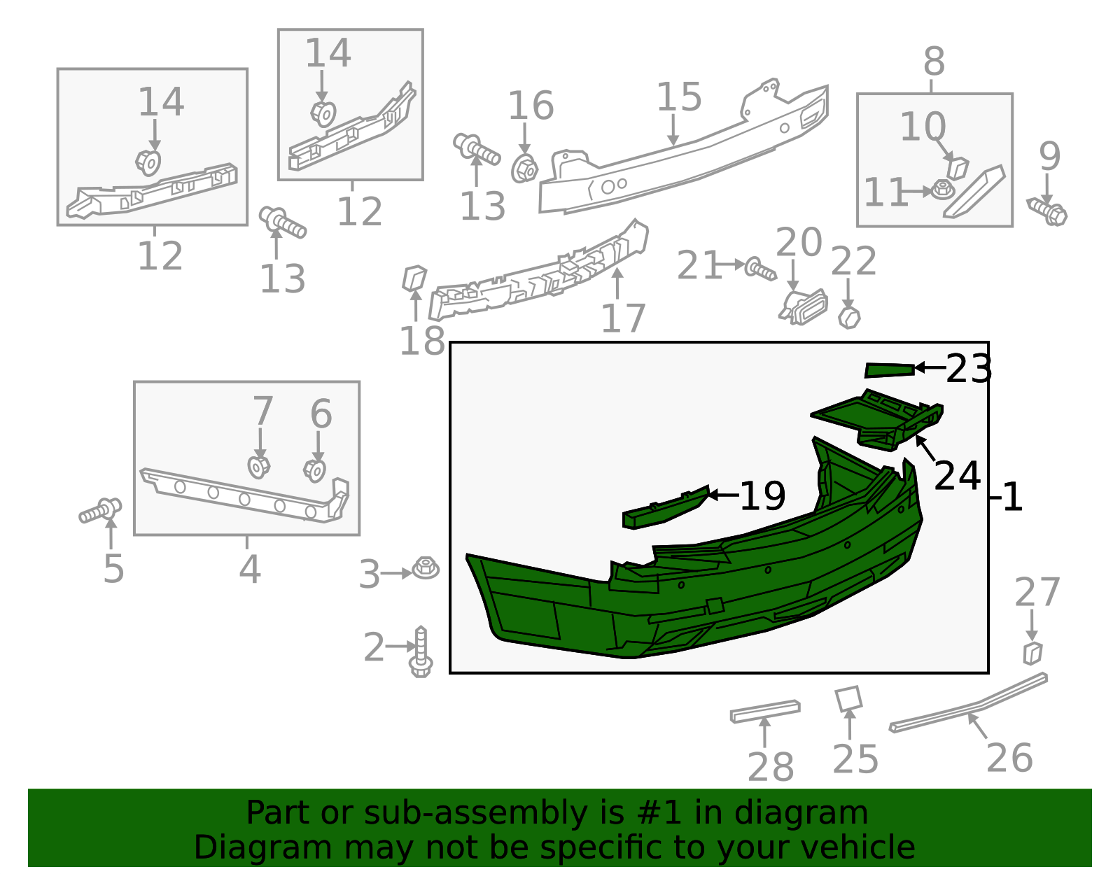 2015-2016 Cadillac CTS Rear Bumper Cover 23285428 GM | GMPartsDirect.com
