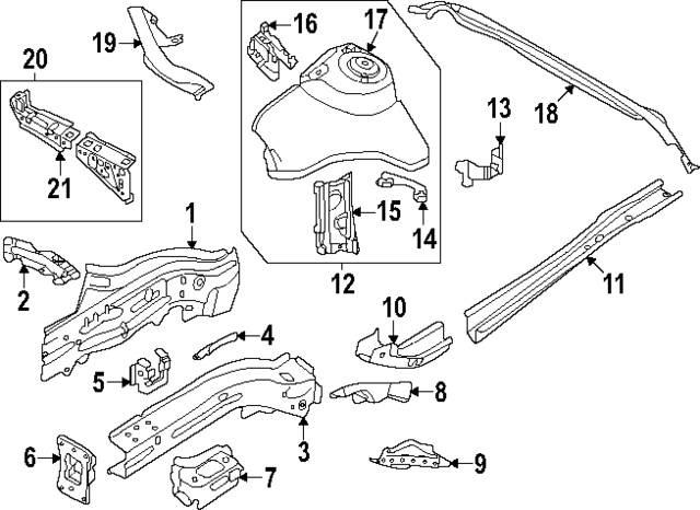 5Q0121409B - Body: Fender Apron Bracket for Audi Image
