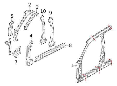 Center Pillar & Rocker for 2010 Ford Escape #0