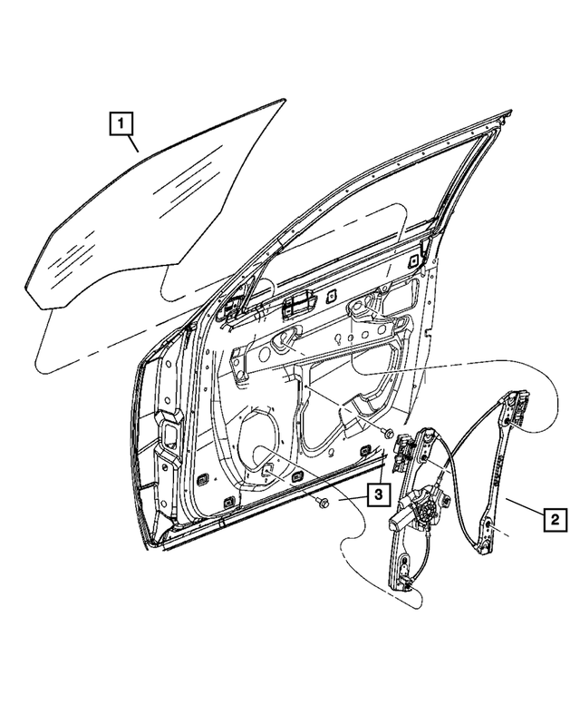 5065486AD - Doors and Related Parts: Front Door Glass, Right for Mopar Image