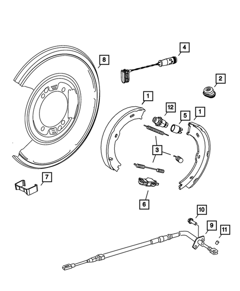 Parking Brake Lever, Cables, and Rear Disc Park Brake Assembly for 2009 Dodge Sprinter 3500 #1