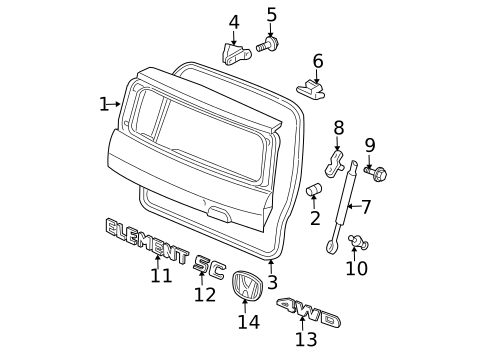 Tailgate for 2005 Honda Element #1