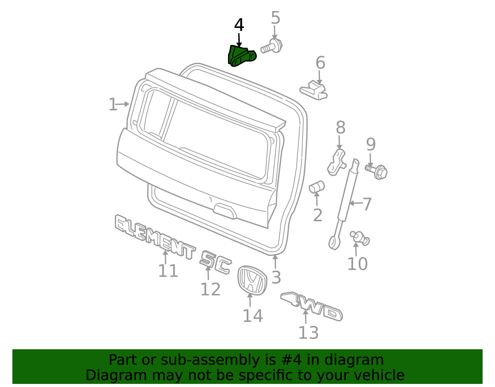74835-SCV-A00 - Upper Molding 2003-2011 Honda Element | Honda Parts Online