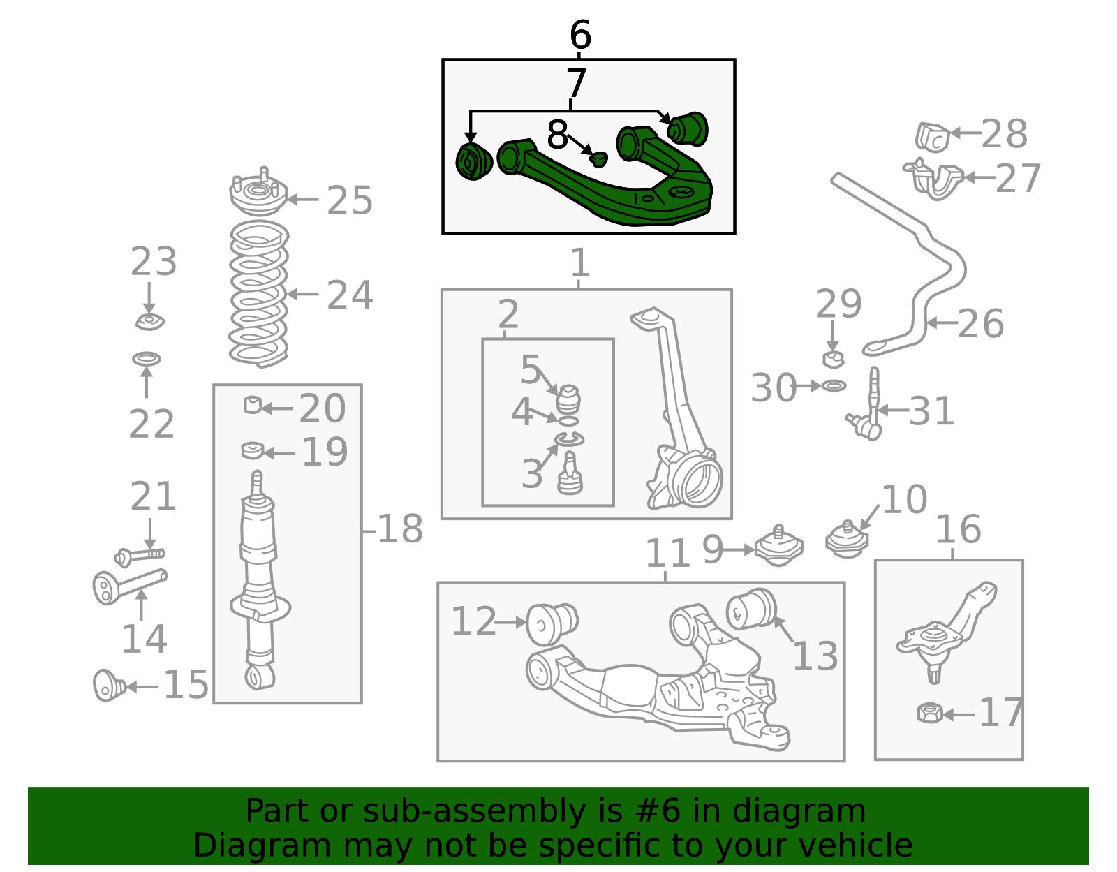 2000-2007 Toyota Suspension Control Arm (Left, Front, Upper) 48630 ...