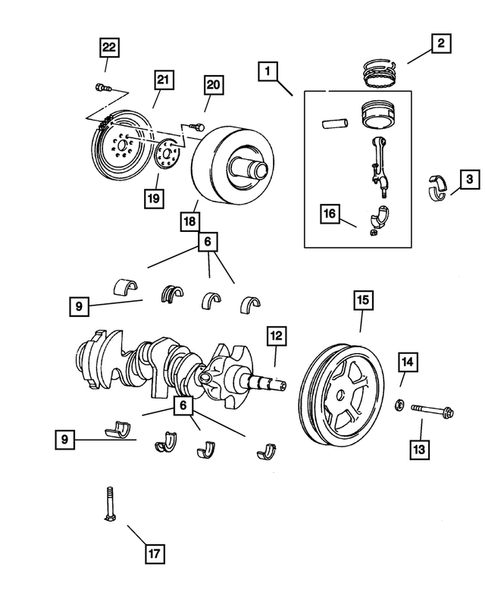 Crankshaft, Pistion and Torque Converter for 2001 Chrysler Voyager #0
