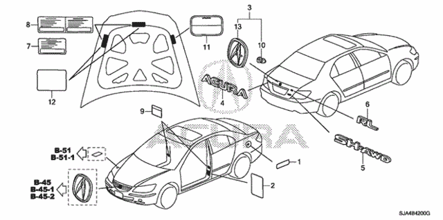 Emblems - Caution Labels for 2005 Acura RL #0