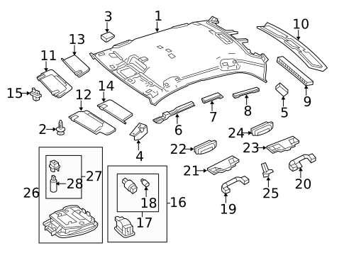 Interior Trim - Roof for 2016 Mercedes-Benz E350 #0