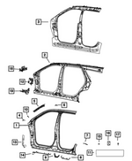 68541845AE - Body Sheet Metal Except Doors: Body Side Aperture Reinforcement, Left for Jeep: Grand Cherokee L Image