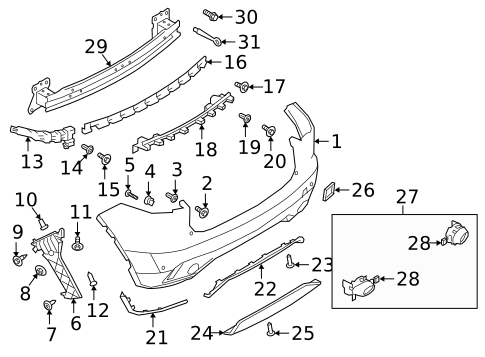 Bumper & Components - Rear for 2020 Jaguar XE #1