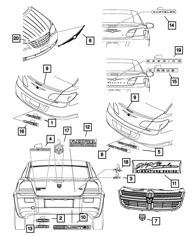 4389877AA - Exterior Ornamentation: Cirrus Nameplate for Mopar Image image
