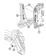 5161443AA - : Rear Door Upper Hinge, Left for Mopar Image