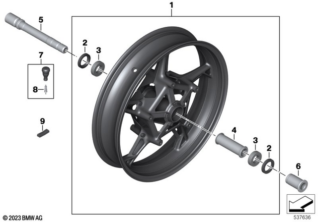 36318389055 - Wheels and Tires: Black Front Wheel - 3.5X17 for BMW-Motorrad Image