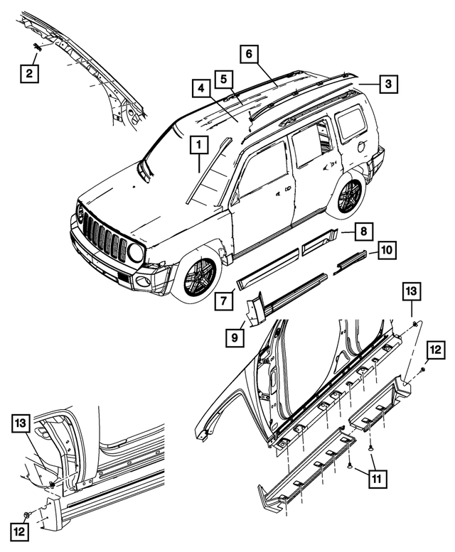 « 68302015AA –  : Galerie De Toit Longeron Lateral, Côté Gauche pour Mopar Image »