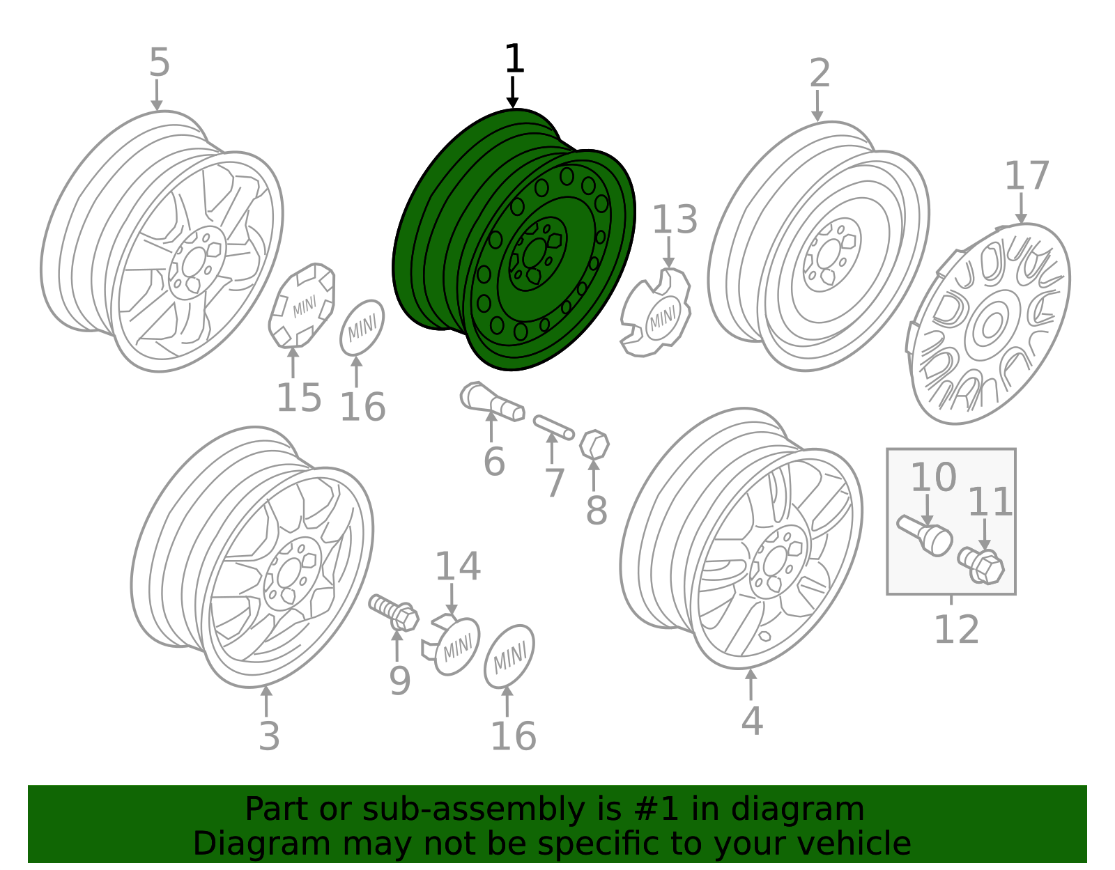 2007-2015 Mini Cooper | Wheel, Steel | 36-11-6-768-497 | BMW OEM Parts ...