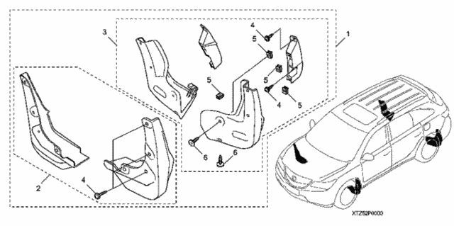 Splash Guards (1) for 2014 Acura MDX #0
