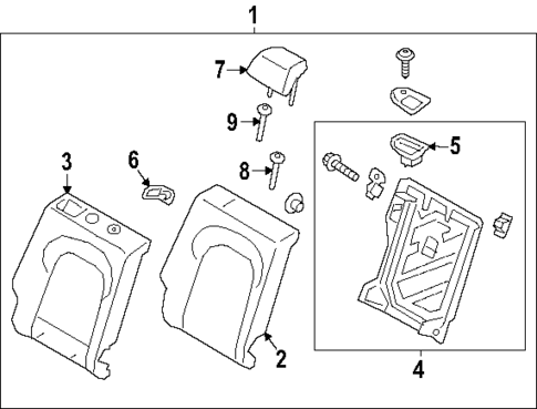 Rear Seat Components for 2024 Hyundai Kona Electric #1