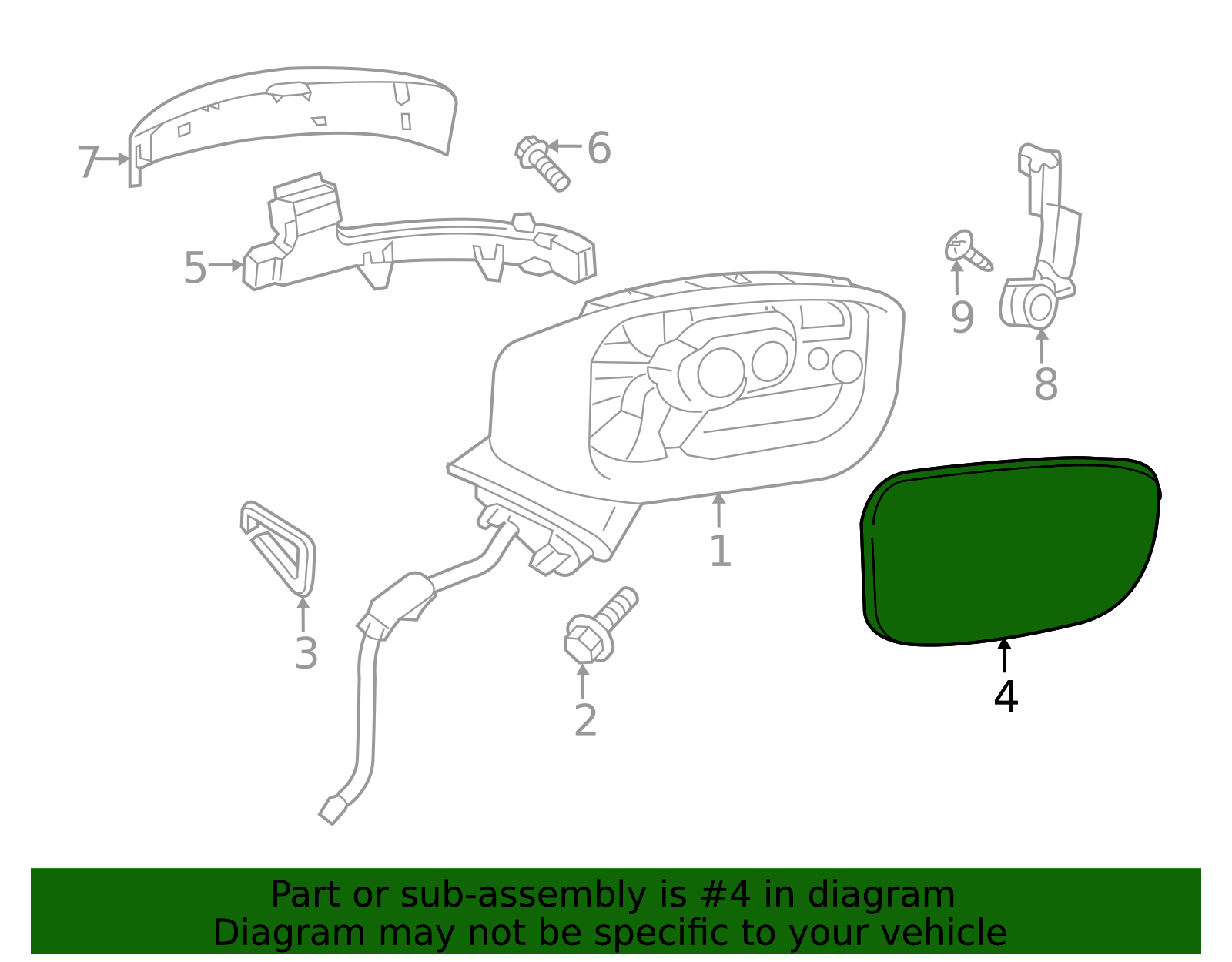 TK71-69-1G7 - Driver Side Mirror Glass *W/ Blind Spot Monitoring