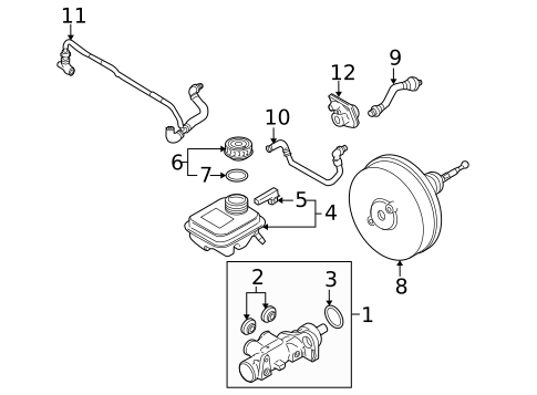 Master Cylinder - Components On Dash Panel for 2007 Audi A8 Quattro #0