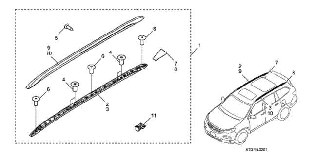 Roof Rails (1) for 2016 Honda Pilot #0