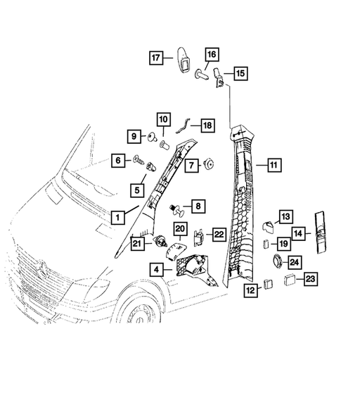 Panels-Moldings-Scuff Plates, Pillar, Cowl, 1/4 Panel Trim and Cargo Covers for 2009 Dodge Sprinter 2500 #4
