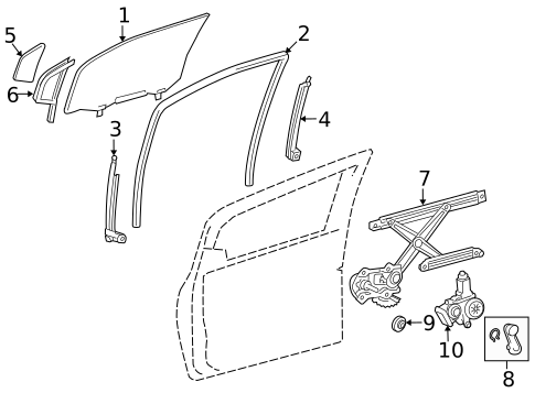 Glass - Front Door for 2013 Toyota Yaris #1