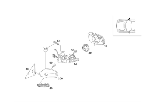 Outside Rear View Mirror, on the Right for 2010 Mercedes-Benz SLK300 #0