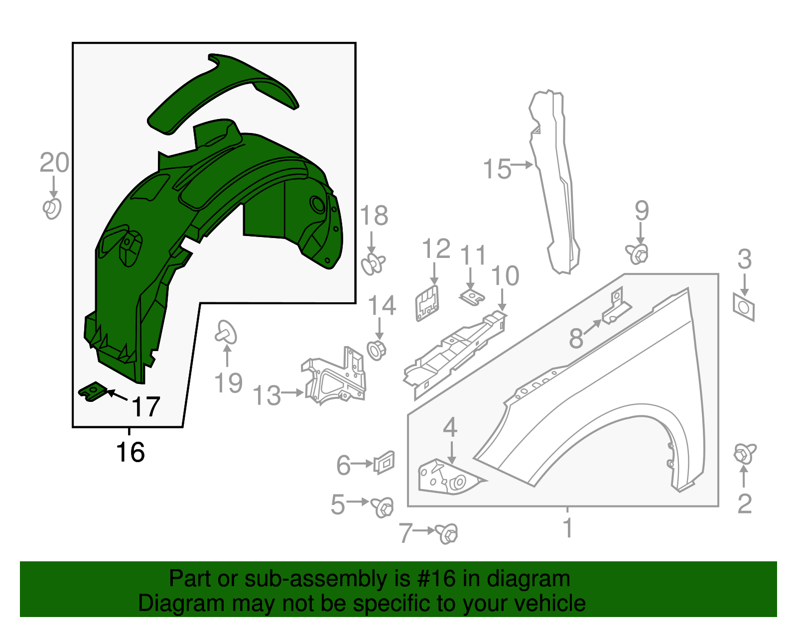 Front Left Inner Fender Liner For Ford Focus 2012-2018 | Replaces FO1248160