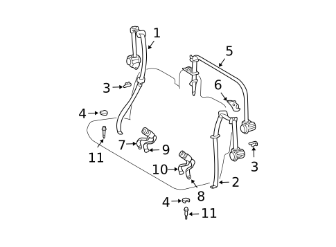 Third Row Seat Belts for 2006 Lexus GX470 #0