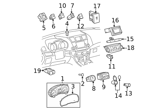Shroud, Switches & Levers for 2013 Toyota Highlander #2