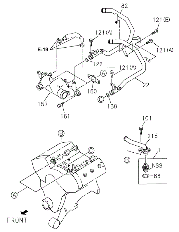 Thermostat - Piping for 2002 Honda Passport #0