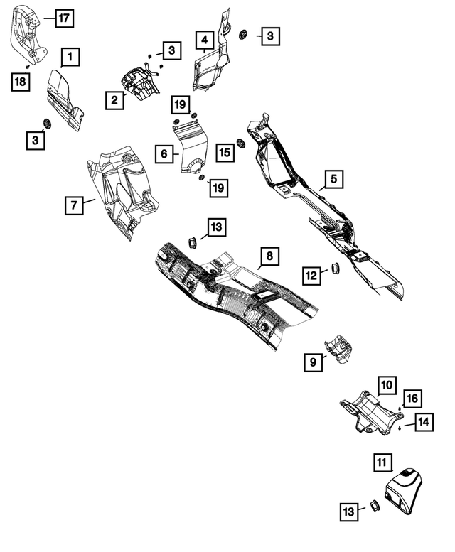 55399273AE - Exhaust: Brake &amp; Fuel Line Shield, Left for Mopar Image