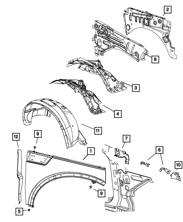55113270AA - : Fender Front Carrier Mounting Bracket, Right for Mopar Image