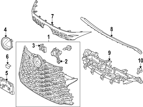 Grille & Components for 2023 Lexus RX500h #1