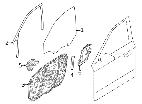 Glass - Front Door for 2022 Volvo C40 Recharge #0