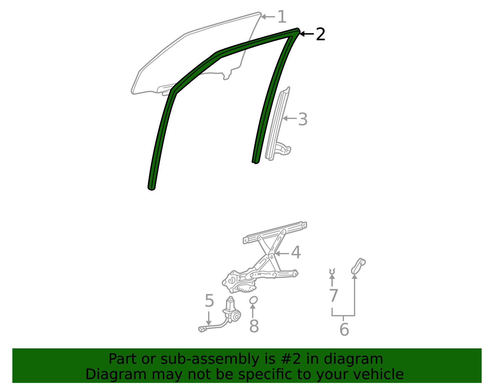 Window Channel Left Genuine Official Toyota Window Channel (Left, Front) part# 68151-12212 ...