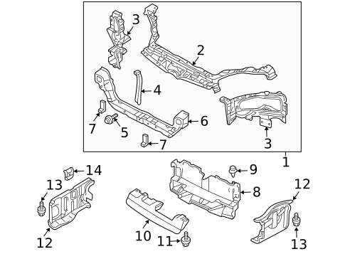 Radiator Support for 2003 Chrysler Sebring #1